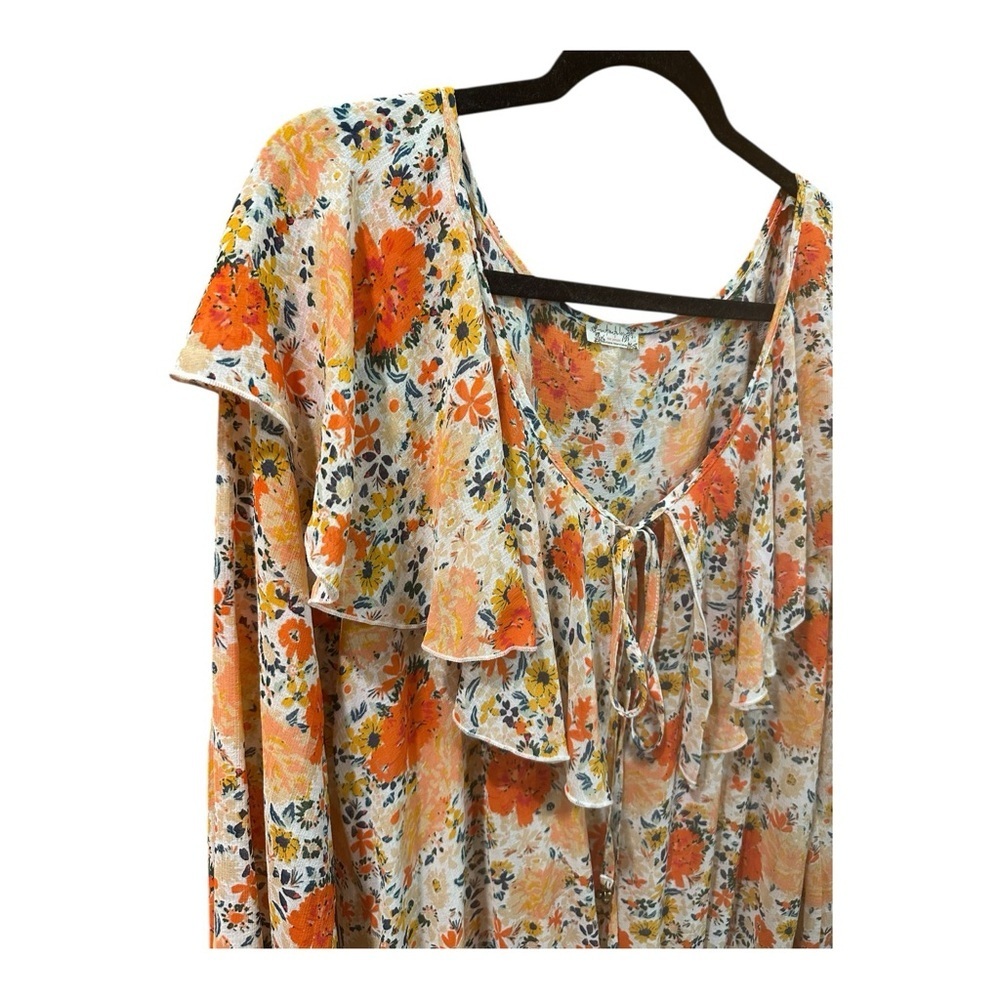 Free People Intimately Free Say It To Me Floral Flounced Bodysuit Size L - Picture 5 of 8